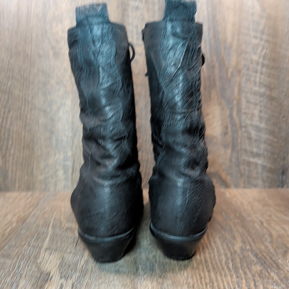 Acme Vintage 90s Rhianon Black Leather Lace Up Cowboy Western Boots Size 6 M - Picture 6 of 14